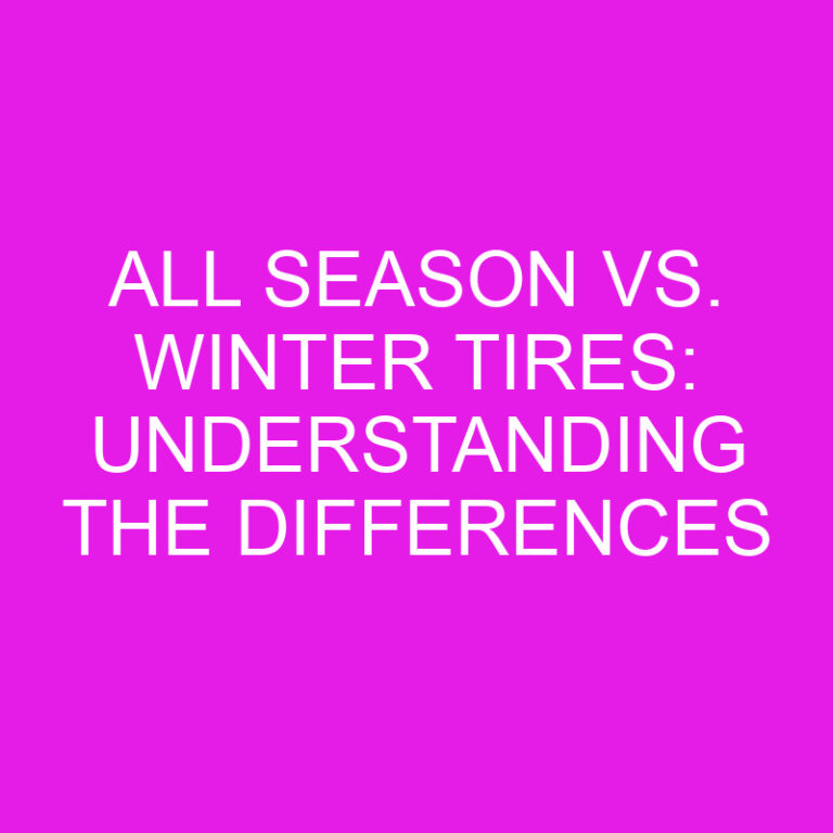 All Season vs. Winter Tires: Understanding the Differences