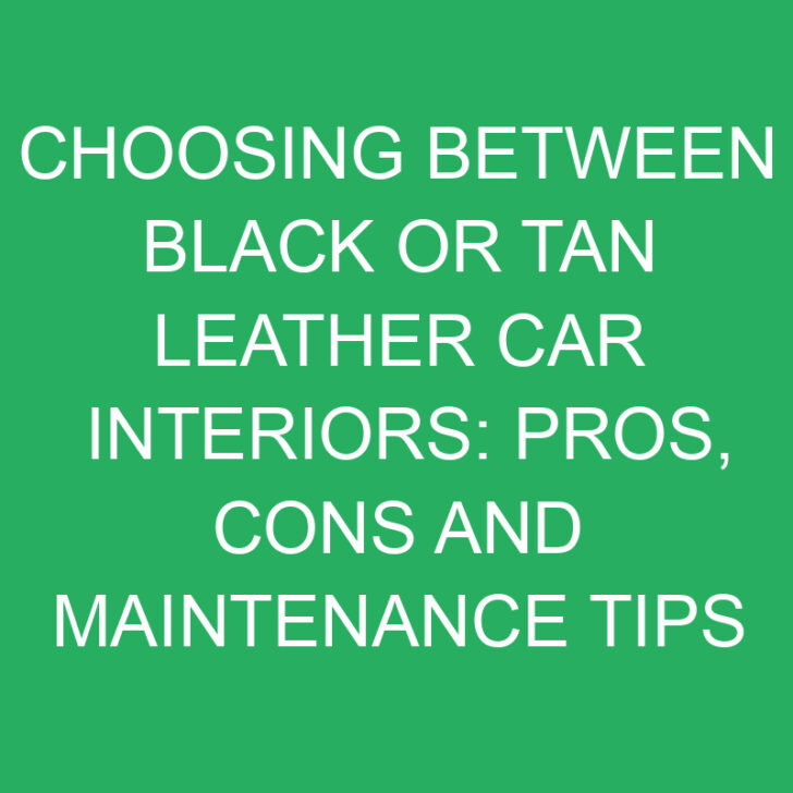Choosing Between Black or Tan Leather Car Interiors: Pros, Cons and Maintenance Tips