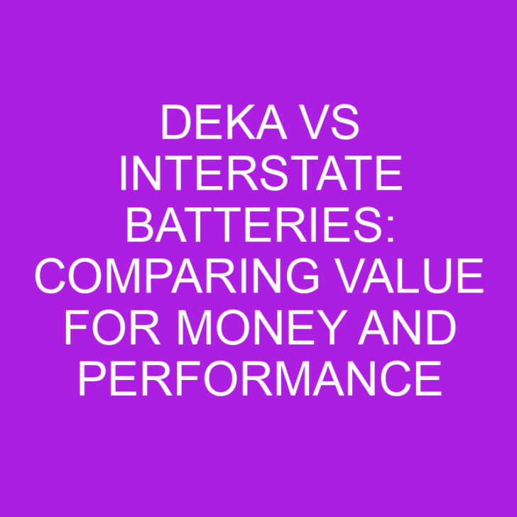Deka vs Interstate Batteries: Comparing Value for Money and Performance
