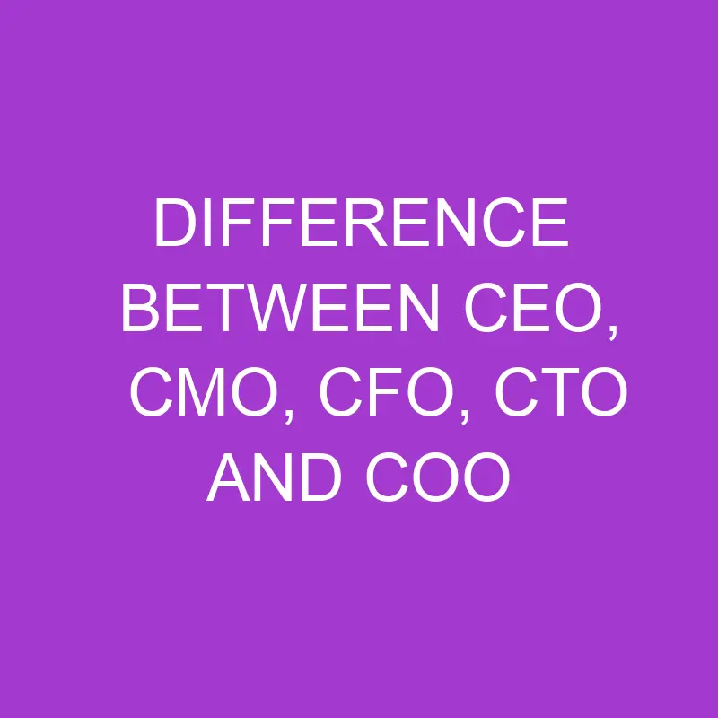 Difference Between Ceo, Cmo, Cfo, Cto And Coo