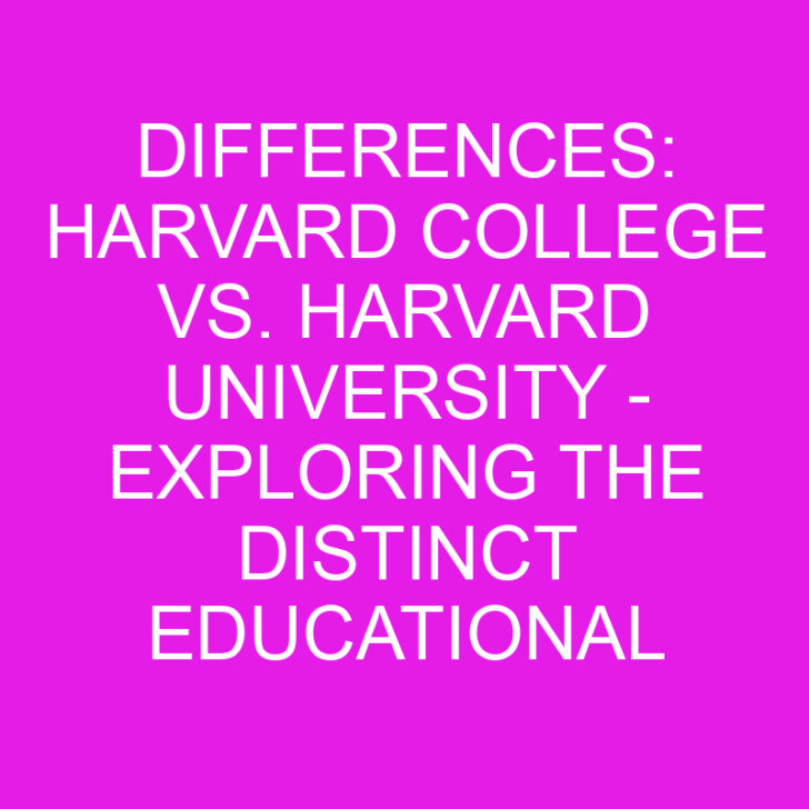 Differences: Harvard College vs. Harvard University – Exploring the Distinct Educational Paths