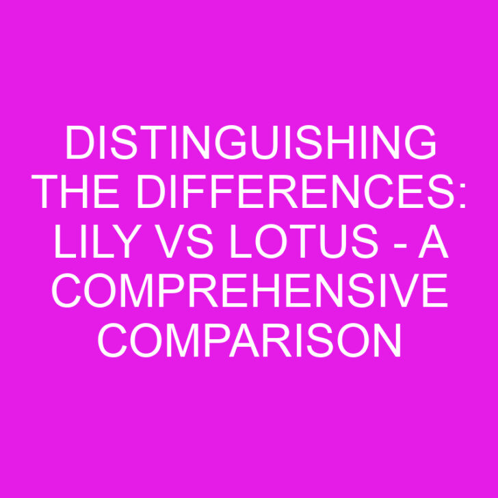 Distinguishing the Differences: Lily vs Lotus – A Comprehensive Comparison