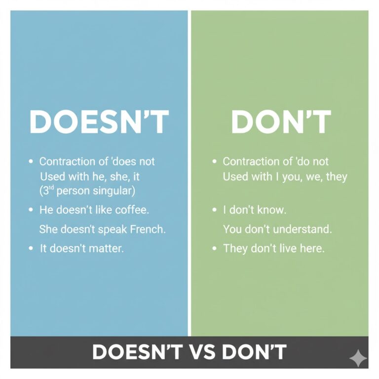 Difference Between Doesn't and Don't: Usage and Examples