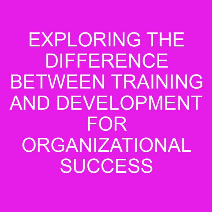 Exploring the Difference Between Training and Development for Organizational Success