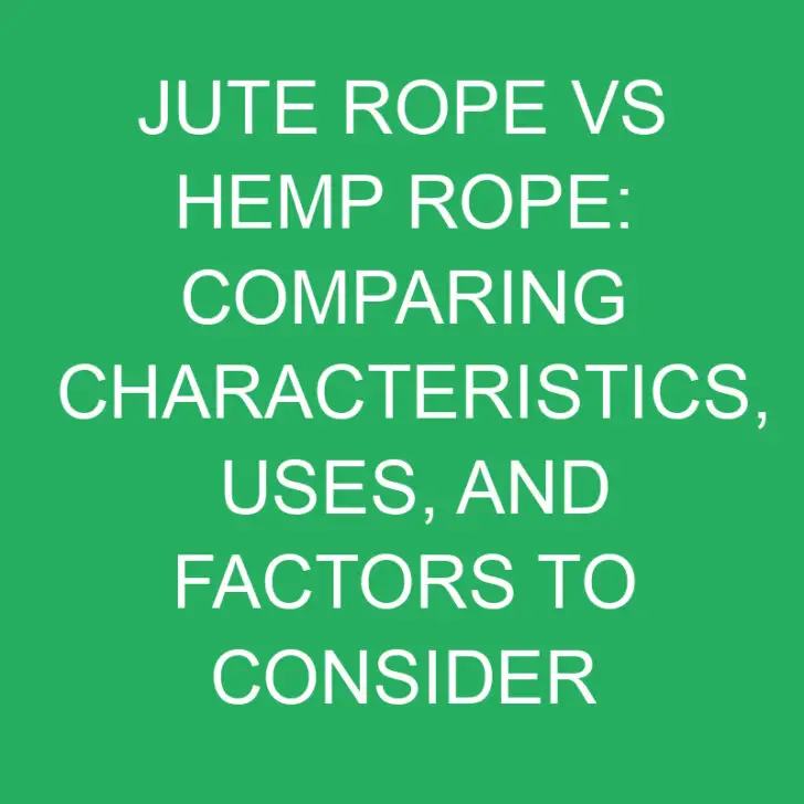 Jute Rope vs Hemp Rope: Comparing Characteristics, Uses, and Factors to Consider