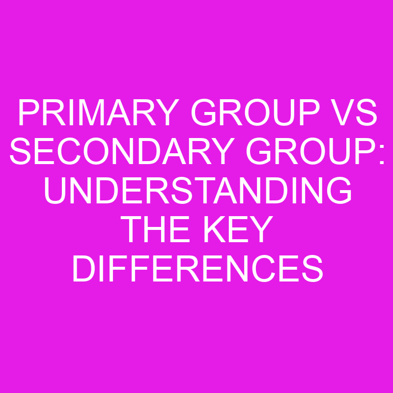 Primary Group Vs Secondary Group Understanding The Key Differences