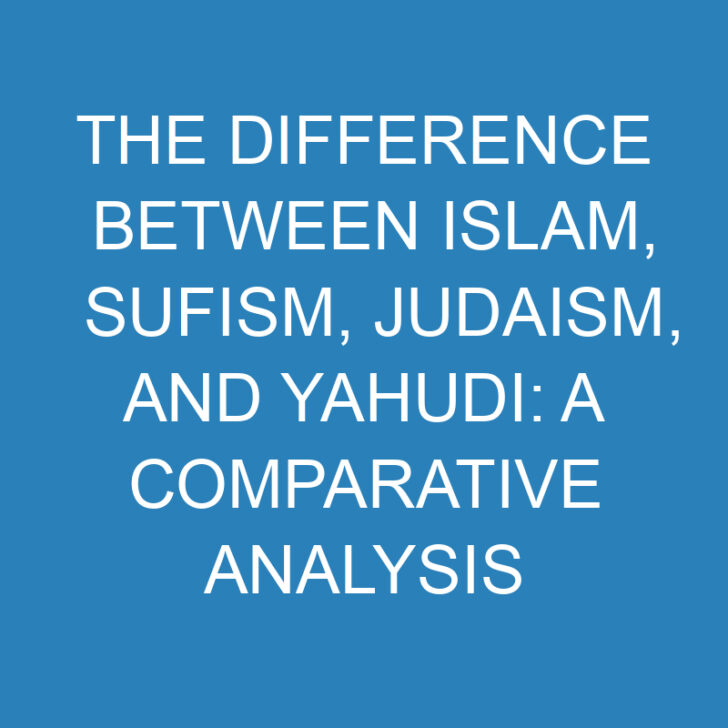 Difference Between Islam, Sufism, Judaism, and Yahudi: A Comparative Analysis