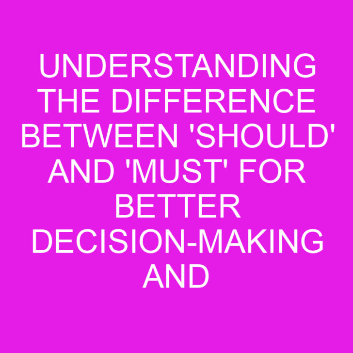 Understanding the Difference Between ‘Should’ and ‘Must’ for Better Decision-Making and Goal-Setting
