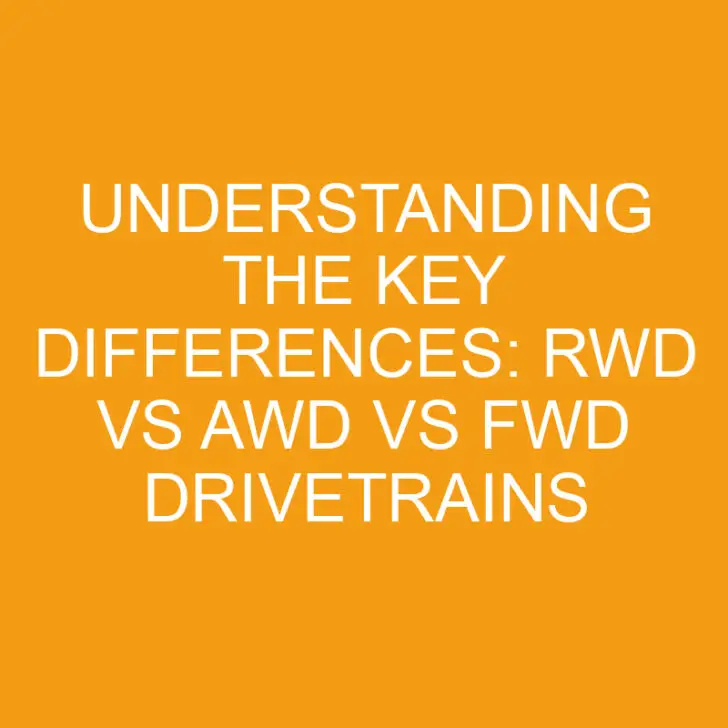 Understanding the Key Differences: RWD vs AWD vs FWD Drivetrains