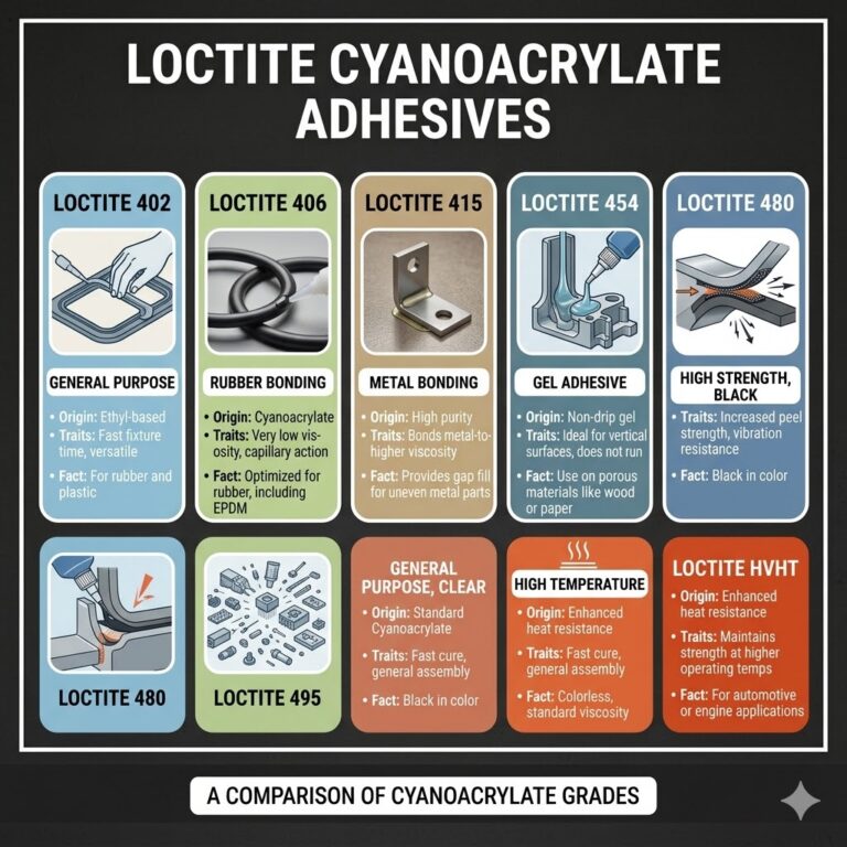 LOCTITE 402, 406, 415, 454, 480, 495, HVHT