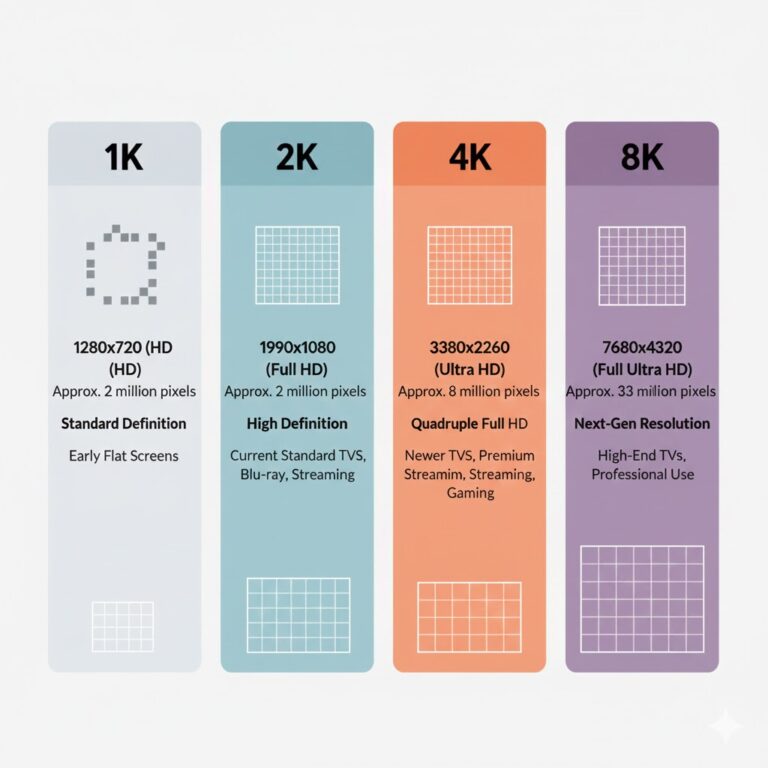 1K vs 2K vs 4K vs 8K Display Resolution