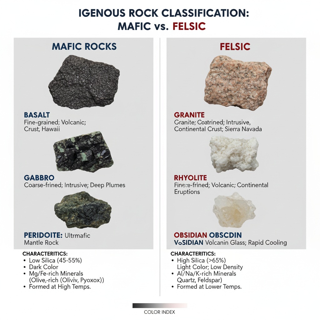 Mafic vs Felsic Rocks