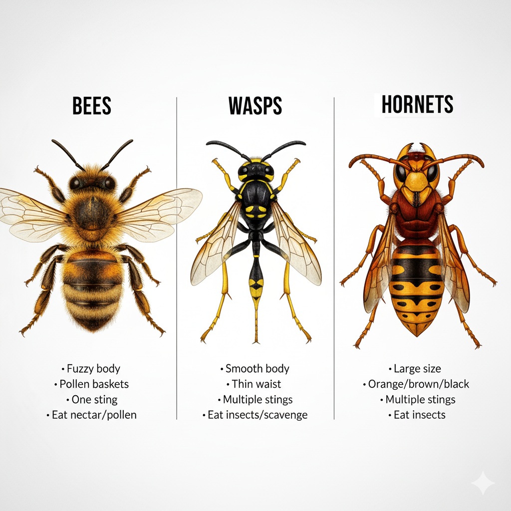 bees vs wasps vs hornets
