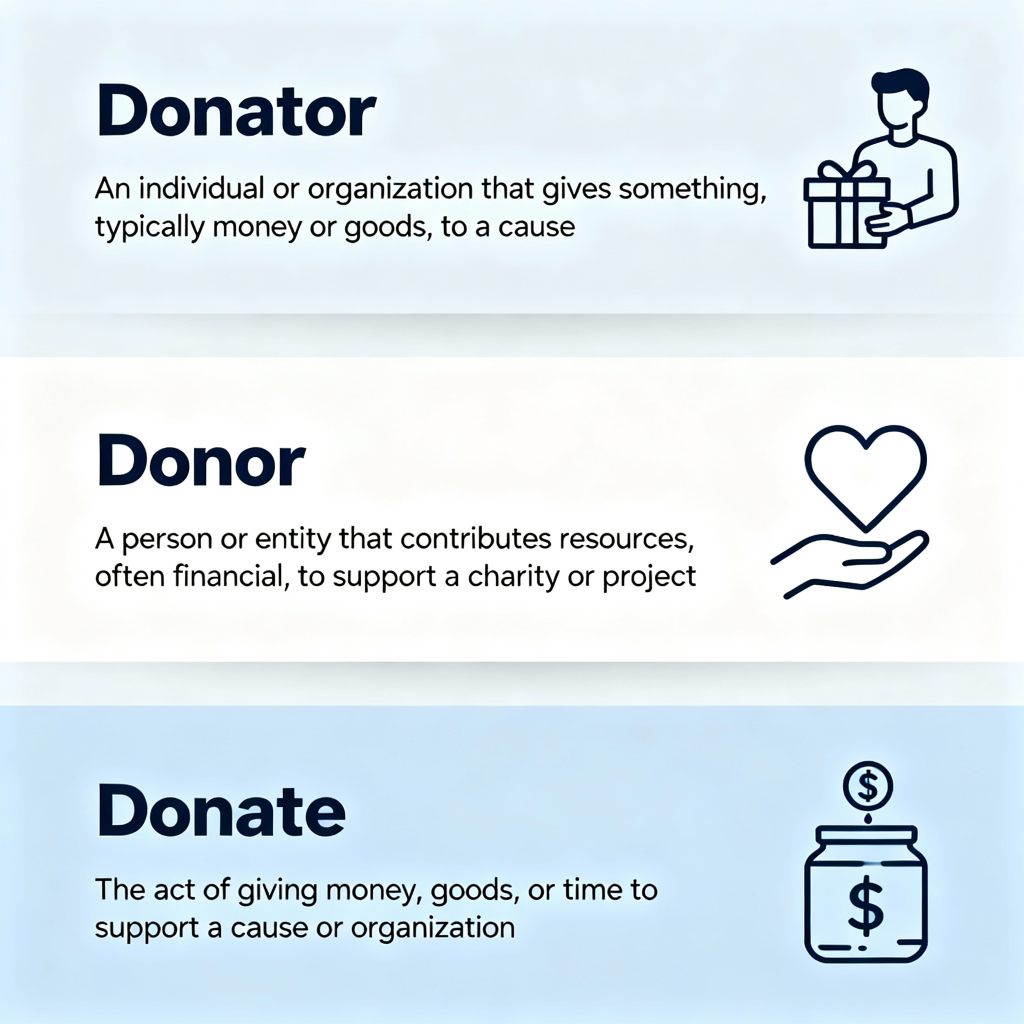 Donator vs Donor vs Donate
